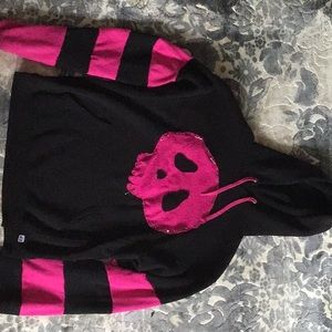 Hand made Pink and black scull hoodie